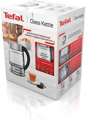 TEFAL | Virdulys | KI772D | Elektrinis | 2400 W | 1,7 l | Stiklas | 360° besisukantis pagrindas | Juodas/Nerūdijančio plieno