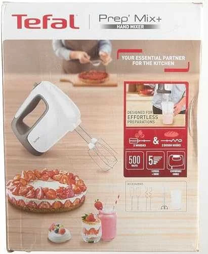 Plakiklis TEFAL | Hand Mixer | PrepMix+ HT462138 | Hand Mixer | 500 W | Greičių skaičius 5 | Turbo mode | Baltas