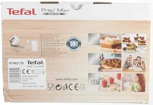 Plakiklis TEFAL | Hand Mixer | PrepMix+ HT462138 | Hand Mixer | 500 W | Greičių skaičius 5 | Turbo mode | Baltas