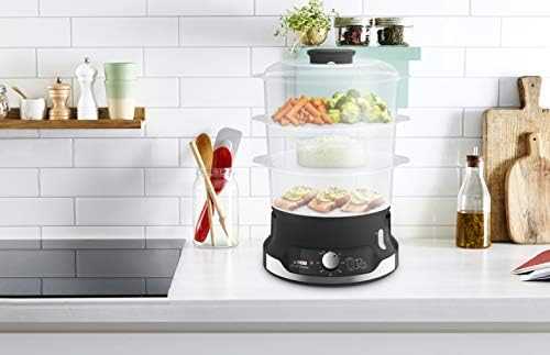 Garų puodas TEFAL | Maisto garintuvas | VC204810 Ultracompact | Juodas | 800 W | Talpa 9 l | Krepšelių skaičius 3