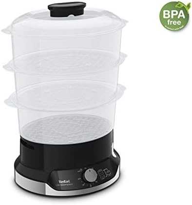 Garų puodas TEFAL | Maisto garintuvas | VC204810 Ultracompact | Juodas | 800 W | Talpa 9 l | Krepšelių skaičius 3