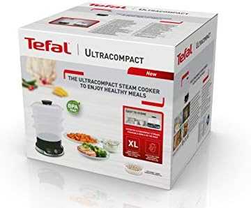 Garų puodas TEFAL | Maisto garintuvas | VC204810 Ultracompact | Juodas | 800 W | Talpa 9 l | Krepšelių skaičius 3