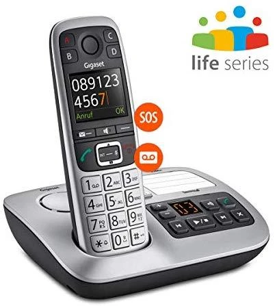 Gigaset E560A - DECT telefonas - Belaidis ragelis - Garsiakalbis - 200 įrašų - Skambintojo ID - Juodas,Sidabrinis