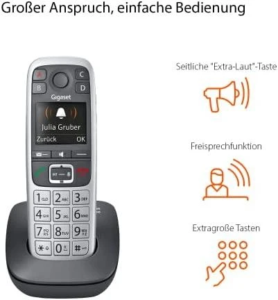 Gigaset fiksuotojo ryšio telefonas Gigaset E560 telefonas pilkas / sidabrinis S30852-H2708-B101