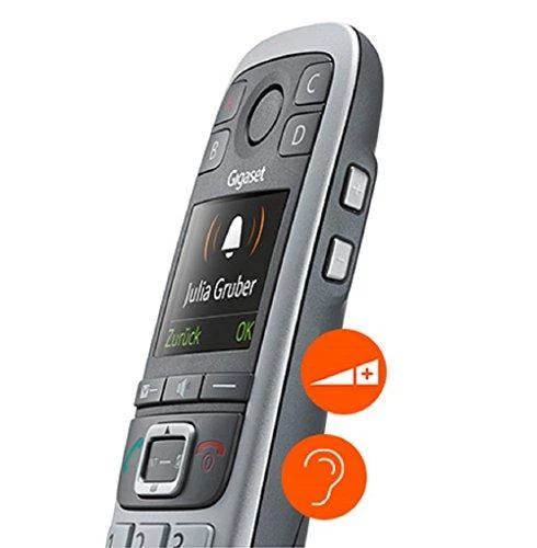Gigaset E560A - DECT telefonas - Belaidis ragelis - Garsiakalbis - 200 įrašų - Skambintojo ID - Juodas,Sidabrinis