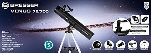 Teleskopas BRESSER Venus 76/700 AZ >152x su išmaniųjų telefonų adapteriu ir saulės filtru