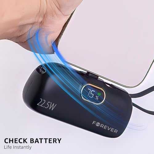 Telforceone Forever mini power bank MTB-100 22.5W 5000 mAh USB C juodos spalvos