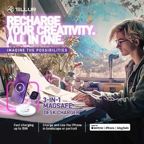 Tellur 3in1 MagSafe belaidis stalinis įkroviklis