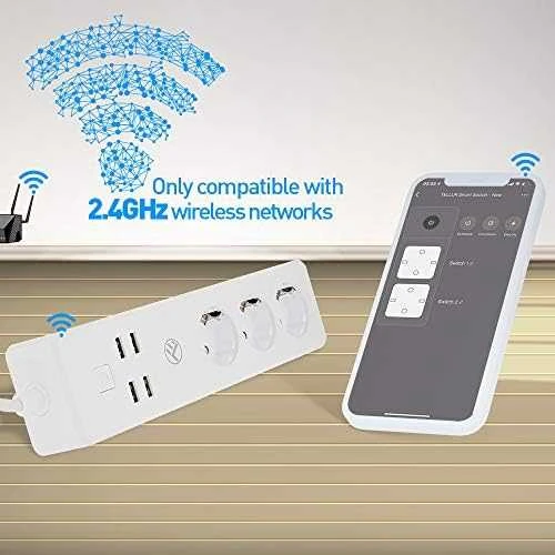 „Tellur WiFi“ maitinimo juosta, 3 lizdai, 4 * USB 4A, 2200 W, 10 A, 1,8 m