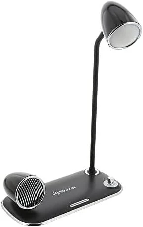 Tellur Nostalgia belaidis stalo įkroviklis, „Bluetooth“ garsiakalbis, stalinė lempa, juodas