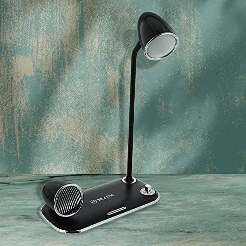 Tellur Nostalgia belaidis stalo įkroviklis, „Bluetooth“ garsiakalbis, stalinė lempa, juodas
