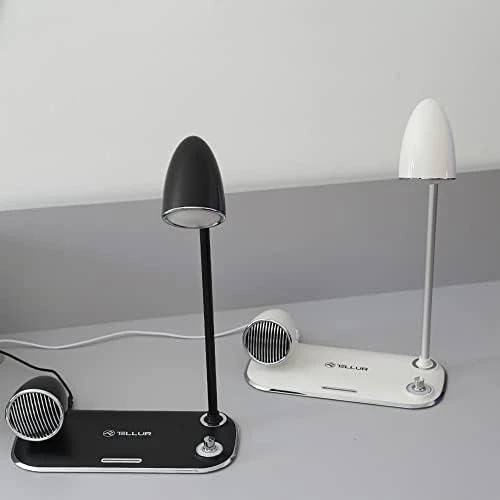 Tellur Nostalgia belaidis stalo įkroviklis, „Bluetooth“ garsiakalbis, stalinė lempa, juodas