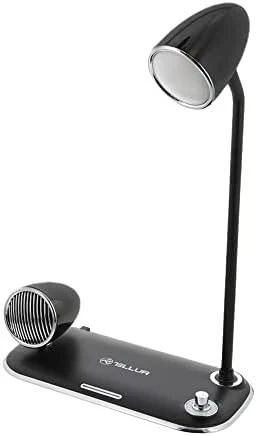 Tellur Nostalgia belaidis stalo įkroviklis, „Bluetooth“ garsiakalbis, stalinė lempa, juodas