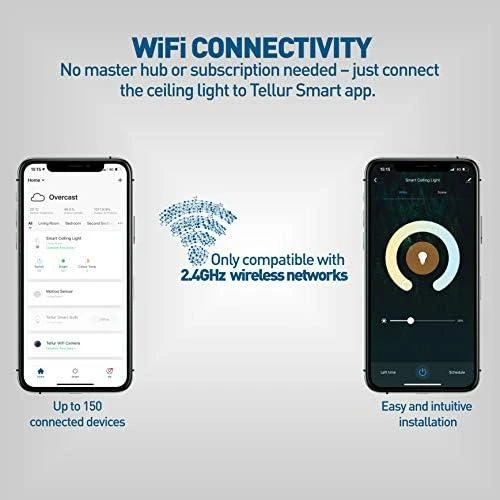 „Tellur WiFi“ LED lubinis šviestuvas, 24 W, baltas/šiltas, reguliuojamo ryškumo, kvadratinis, baltas