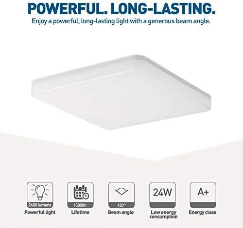 „Tellur WiFi“ LED lubinis šviestuvas, 24 W, baltas/šiltas, reguliuojamo ryškumo, kvadratinis, baltas