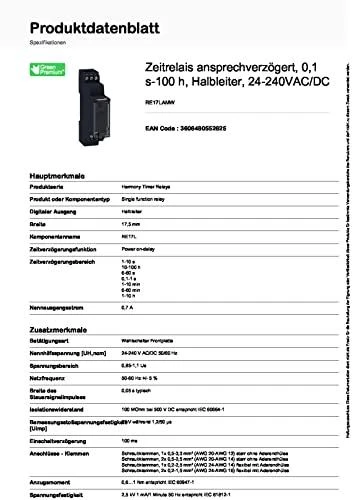 „Schneider Electric“ laiko relė 0,7 A 24–240 V 1 sek.–100 val. uždelstas įjungimas (RE17LAMW)
