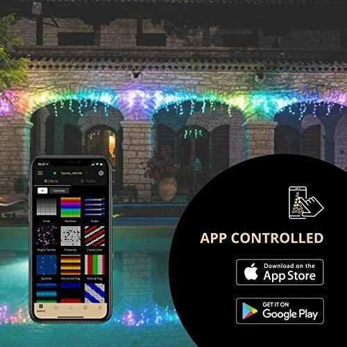 Kalėdinė lempučių girlianda Twinkly Icicle 190 Special LED RGB+W, varvekliai, daugiaspalvė