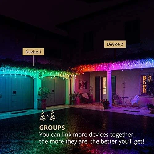 Kalėdinė lempučių girlianda Twinkly Icicle 190 Special LED RGB+W, varvekliai, daugiaspalvė