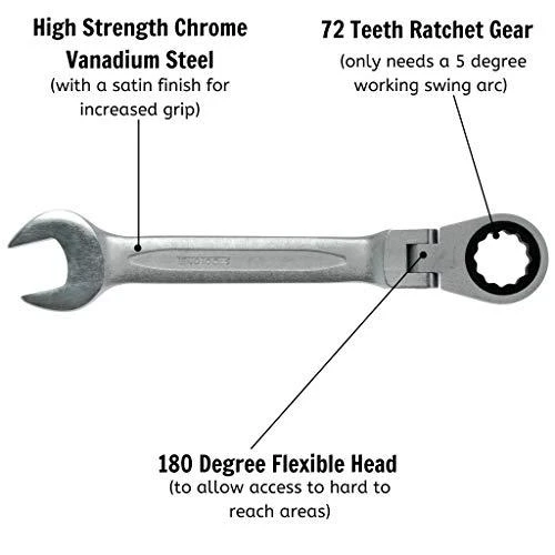 TengTools Raktas su terkšle Teng Tools 600510RF; 10 mm; 136 mm
