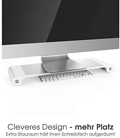 Laikiklis Terratec Spacebar aliuminio monitoriaus stovas su 4 USB įkrovimo prievadais