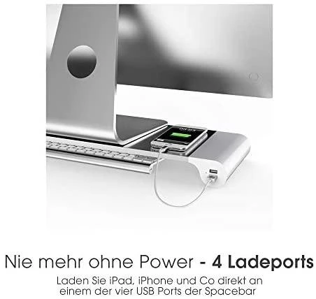 Laikiklis Terratec Spacebar aliuminio monitoriaus stovas su 4 USB įkrovimo prievadais