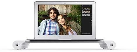Laikiklis Terratec Spacebar aliuminio monitoriaus stovas su 4 USB įkrovimo prievadais