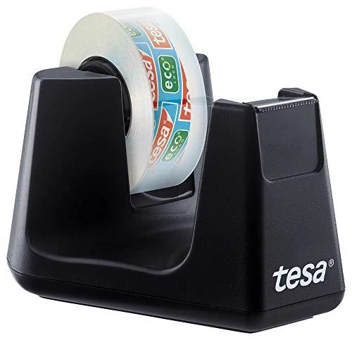 Stalinis lipnios juostelės dėklas TESA Easy Cut Smart su Tesafilm ekologiška ir skaidria juostele, 15mm x 10m