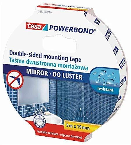 Tesa DVIPUSĖ LIPNIOJI JUOSTA VEIDRODŽIAMS TVIRTINTI5 m X 19 mm