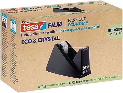 Tesa ECO* & CRYSTAL, 1 rolka 10mX19mm Blister, su podajnikiem