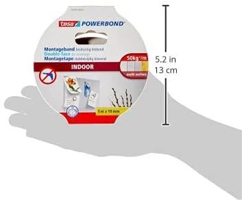 Tesa Powerbond tvirtinimo juosta vidaus patalpoms, 5 m, 19 mm