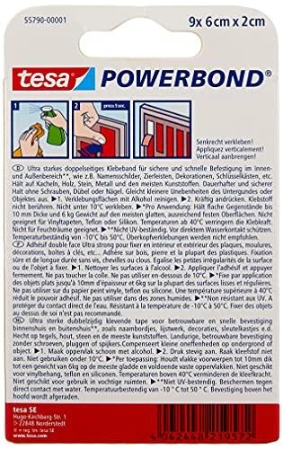 Ypač stiprios dvipusio lipnumo pagalvėlės TESA Powerbond Ultra Strong, 20mm x 0,6m, 9 vnt.