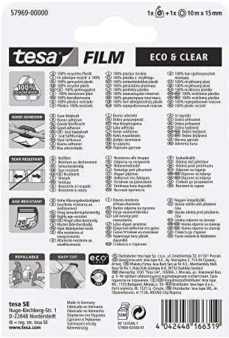 Ekologiška lipni juostelė TESA Film eco & clear, su dėklu, 15mm x 10m, skaidri