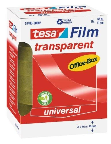 Beiersdorf Tesa tesafilm Office Box 8 rolki 66m 19mm permatomas