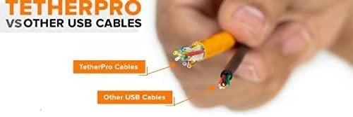 Tether Tools TetherPro USB-C į USB-C Dešinis kampas juodas