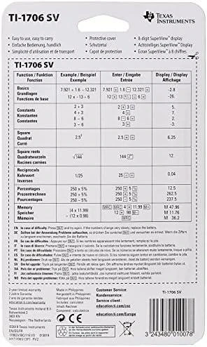 Texas Instruments TI-1706 SV pakuotės galinė pusė