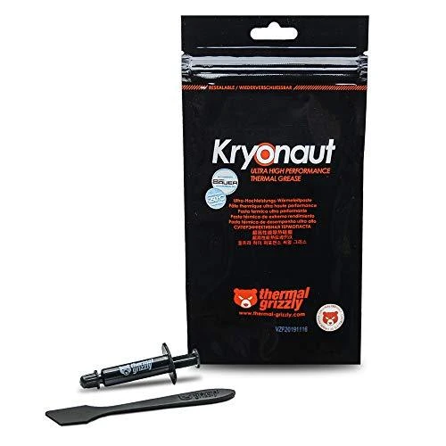 Thermal Grizzly | Terminis tepalas "Kryonaut" 1g | universalus | Šilumos laidumas: 12,5 W/mk * Šiluminė varža: 0,0032 K/W * Elektros laidumas: 0 pS/m * Klampumas: 130-170 Pas * Specifinis svoris: 3,7g/cm3 * Temperatūra: -200 °C / +350 °C W