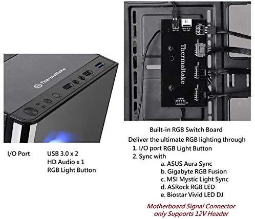 Thermaltake V200 TG RGB Edition dėklas (CA-1K8-00M1WN-01)