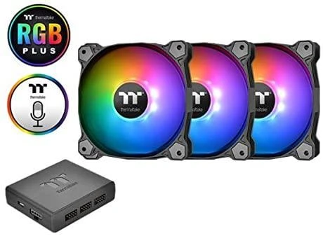 „Thermaltake Pure Plus 12 RGB“ ventiliatorius, 3 pakuotės + šakotuvas (CL-F063-PL12SW-A)