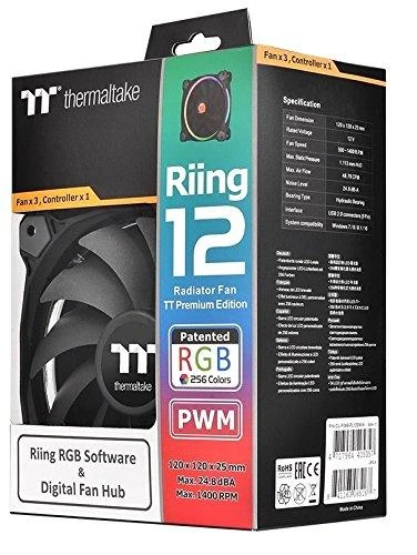 Ventiliatorius Thermaltake Riing 12 RGB TT Premium Edition 3 Pack (3x120mm, LNC, 1400 RPM)