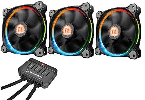 THERMALTAKE Riing 14 LED RGB rinkinys iš 3 didelio našumo korpuso ventiliatorių 3 dalys 140x140x25mm RGB LED triukšmas 28,1 dBA su LNC