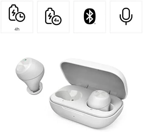 Baltos belaidės ausinės WEAR7701W su įkrovimo dėklu