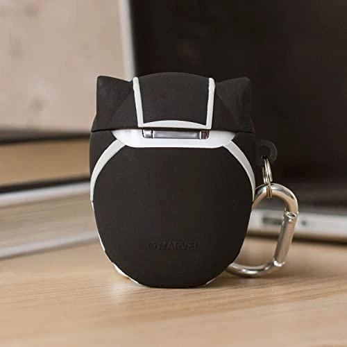 Juodas silikoninis AirPods dėklas Juodosios panteros dizaino