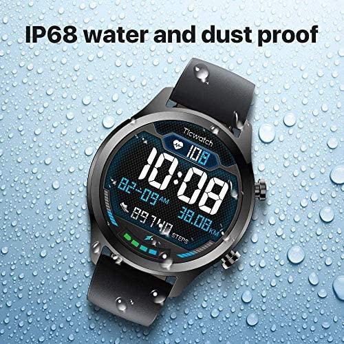 Išmanusis laikrodis Mobvoi TicWatch C2+, Juodos spalvos korpusas su juodos spalvos odiniu dirželiu