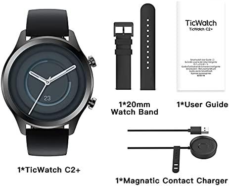 Išmanusis laikrodis Mobvoi TicWatch C2+, Juodos spalvos korpusas su juodos spalvos odiniu dirželiu