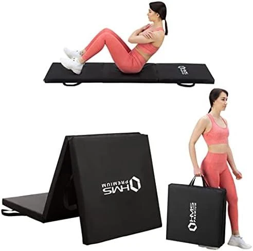 Sulankstomas gimnastikos kilimėlis HMS Premium MGS02 1800x600mm, rožinis