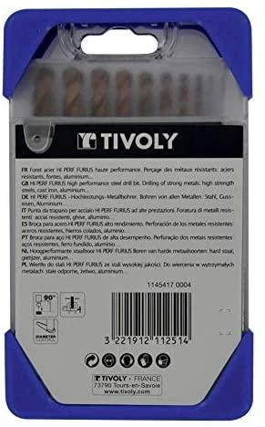 Grąžtas Tivoly Metalo grąžtų rinkinys FURIUS HSS Clipster PRO 10vnt Ø1-10mm