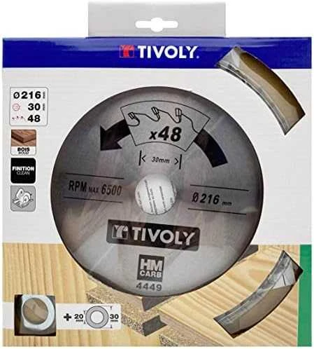 Tivoly Diskinis pjūklas medžiui 216x30x2.55/1.7mm, z48, 15°, (20mm adapteris)