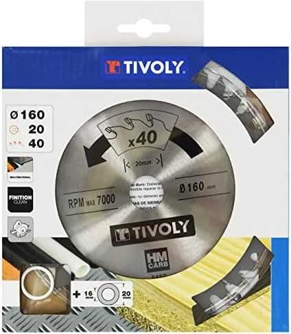 Tivoly Diskinis pjūklas švariam pjovimui plastikui, aliuminiui ir kietmedžiui 160x20x2.5/1.5mm, z40, 3°, (16mm adapteris)