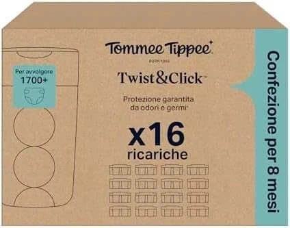 TOMMEE TIPPEE SANGENIC TWIST AND CLICK ADVANCED KASETĖS, 16 VNT. RINKINYS