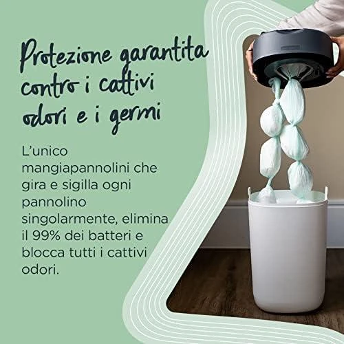 TOMMEE TIPPEE SANGENIC TWIST AND CLICK ADVANCED SAUSKELNIŲ KONTEINERIO IR 6 VNT. KASEČIŲ RINKINYS, Baltas